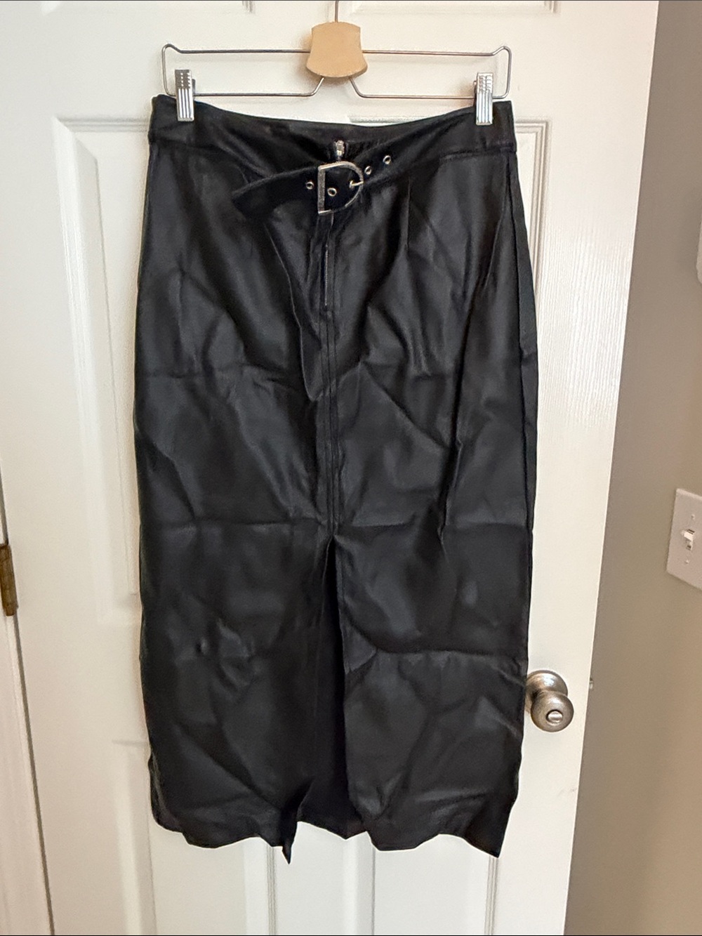 Ashley Park Black Faux Leather Skirt with Center Zipper